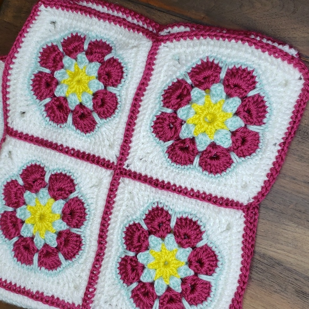 Handmade Crochet Granny Square Baby Blanket Afghan Throw